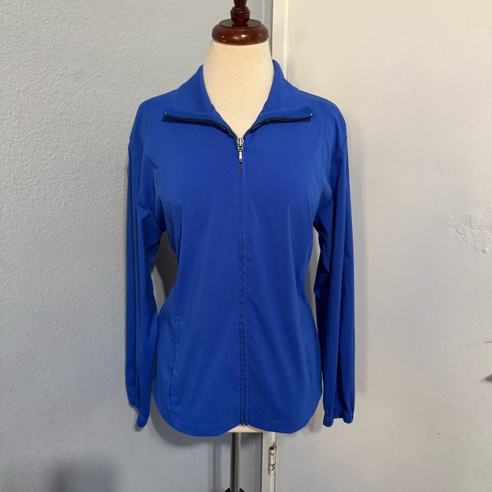 Additions by Chico's Women Vibrant Blue Utility High‎ Neck Zippered Jacket Sz L